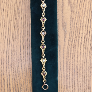 18KYG Ruby & Diamond Bracelet, Old Mine Cut Diamonds